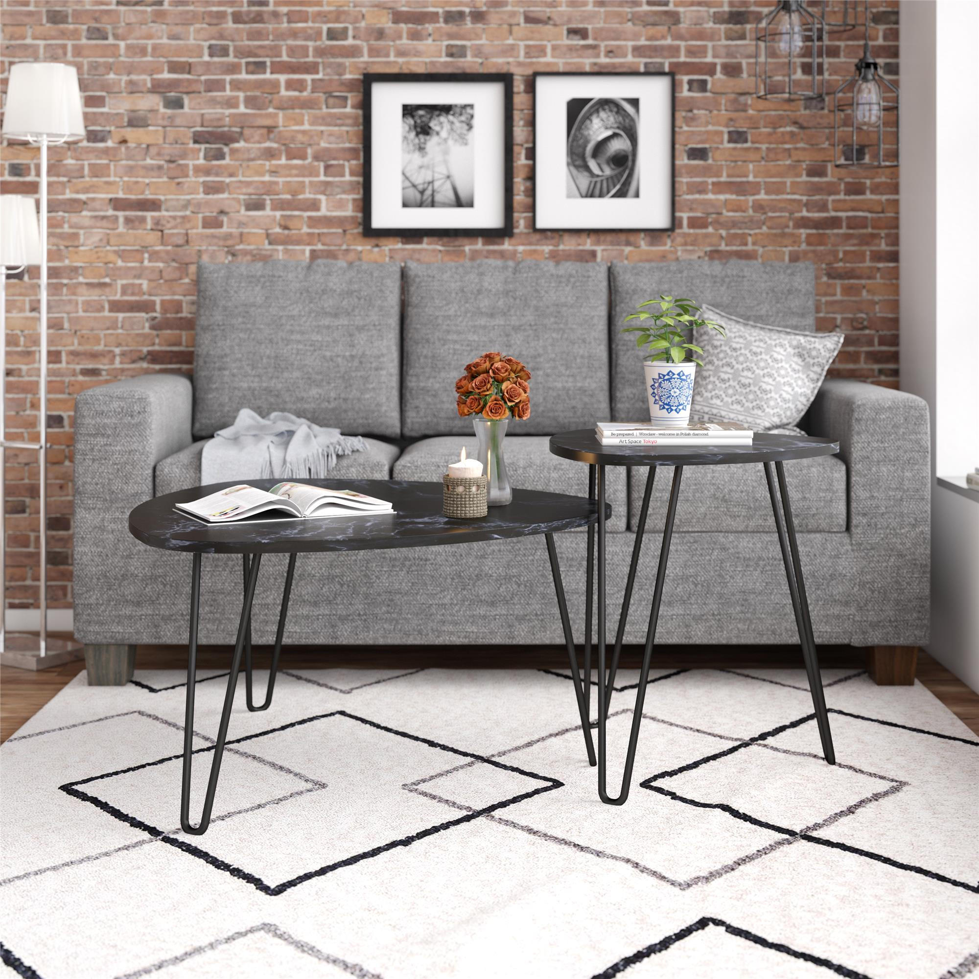 COUCHTISCHSET Athena Schwarz  - Schwarz, Design, Holzwerkstoff/Metall (51/57/51cm) - MID.YOU