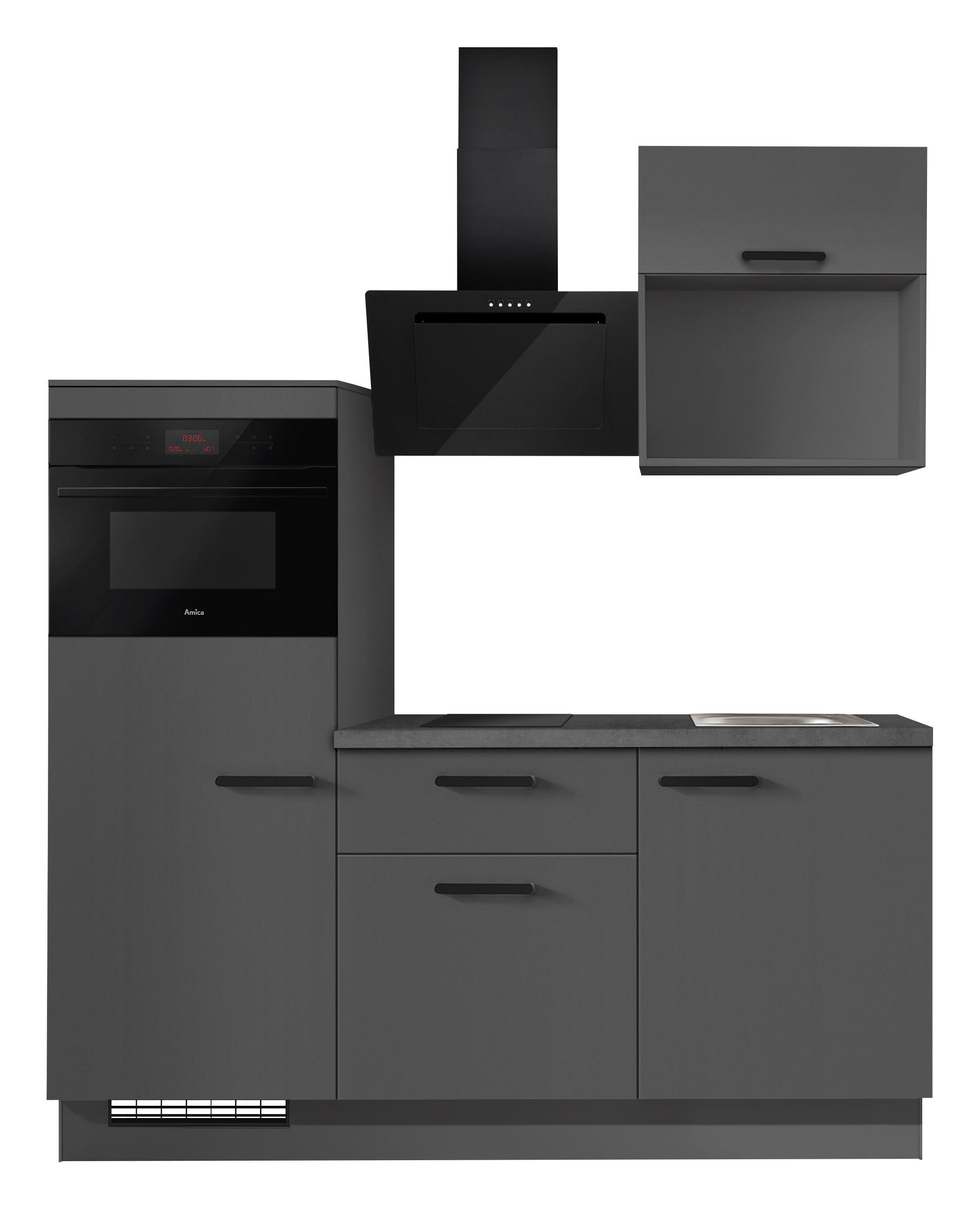 KÜCHENBLOCK 180 cm   in Graphitfarben  - Schieferfarben/Schwarz, Basics, Holzwerkstoff/Metall (180cm) - Impuls