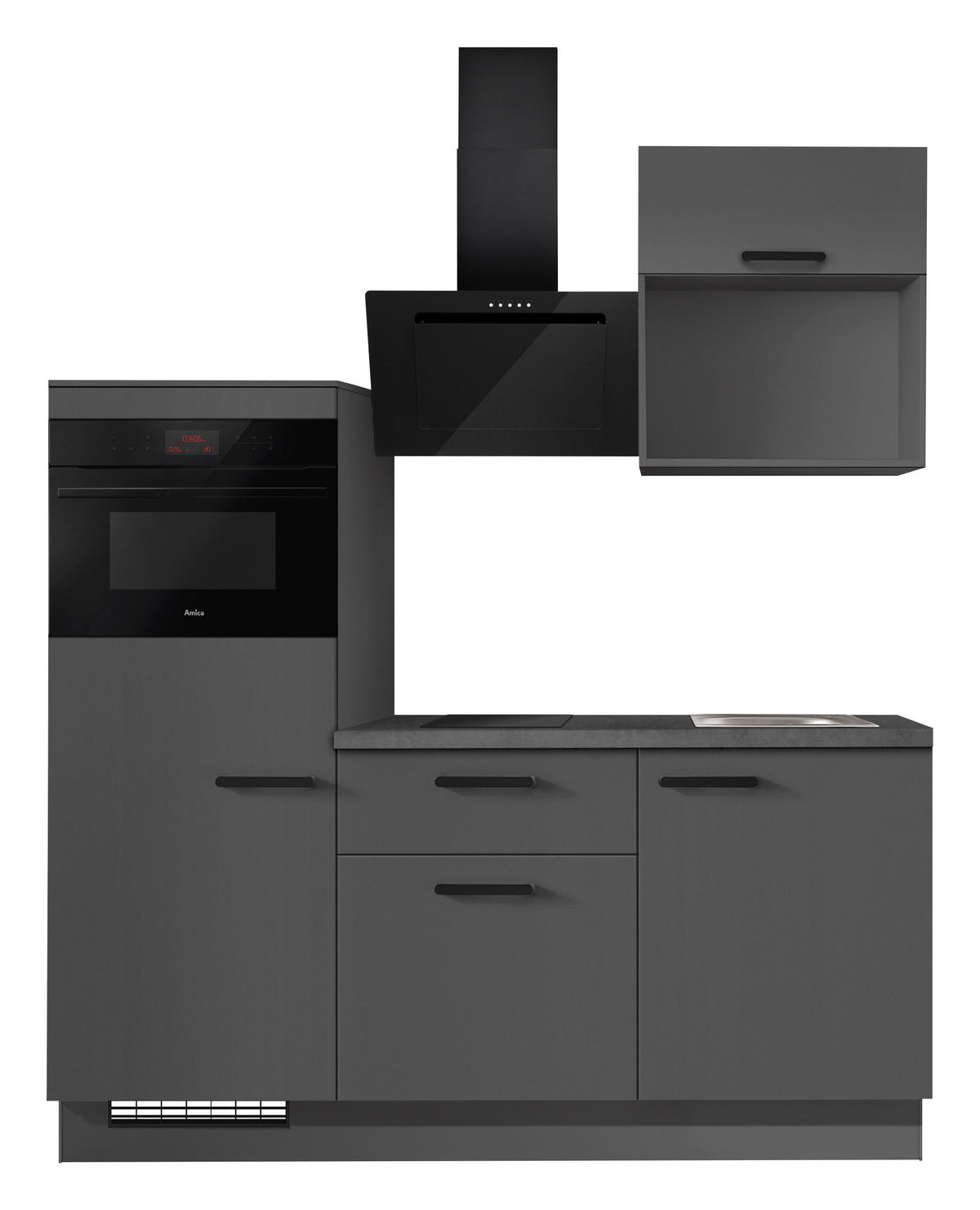 KÜCHENBLOCK 180 cm   in Graphitfarben  - Schieferfarben/Schwarz, Basics, Holzwerkstoff/Metall (180cm) - Impuls