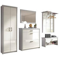 GARDEROBE 5-teilig  in 320/195/36 cm  - Alufarben/Weiß, Design, Glas/Holzwerkstoff (320/195/36cm) - Dieter Knoll