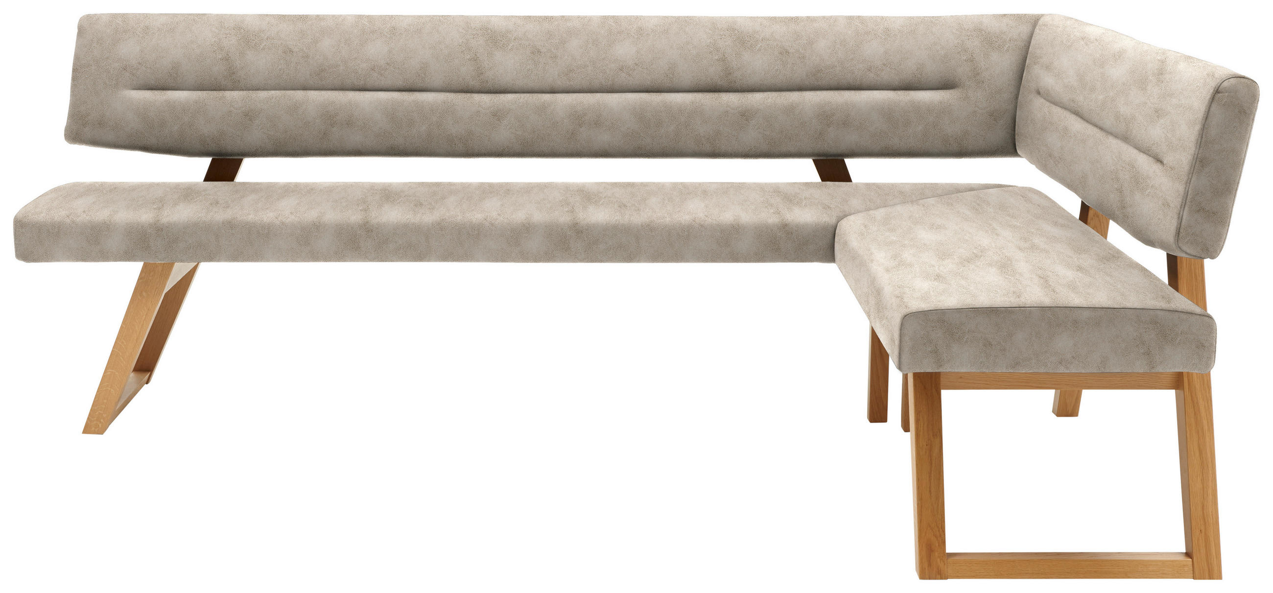 ECKBANK Holz, Textil Naturfarben  - Eichefarben/Naturfarben, Konventionell, Holz/Textil (225/155cm) - Dieter Knoll