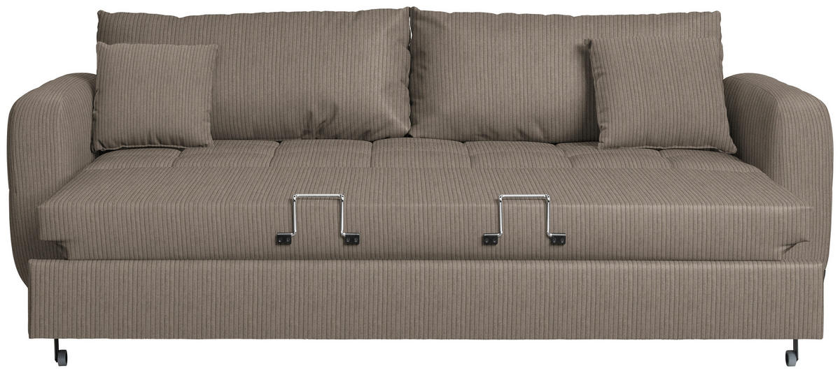 SCHLAFSOFA  in Cord, Velours Taupe  - Taupe/Schwarz, Design, Holz/Textil (236/88/101cm) - Lomoco
