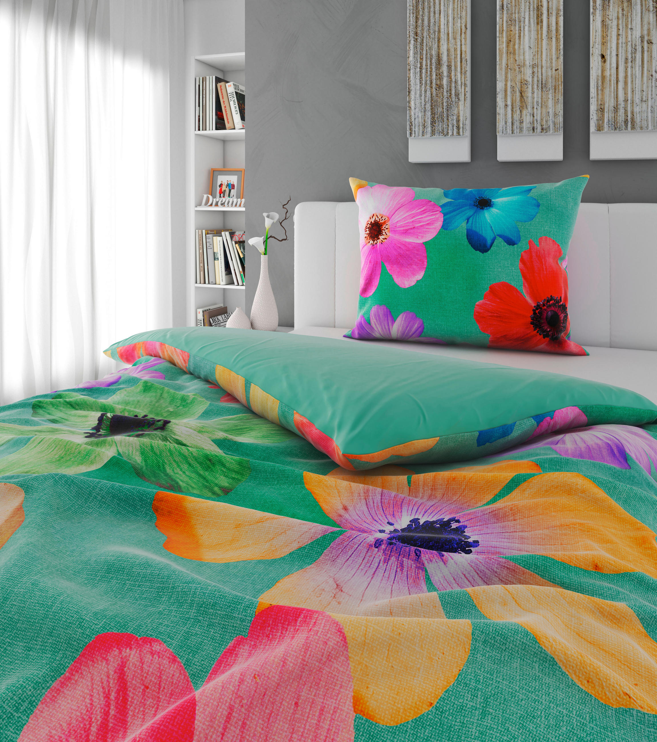 WENDEBETTWÄSCHE Satin 140/200 cm  - Multicolor/Grün, Trend, Textil (140/200cm) - Esposa