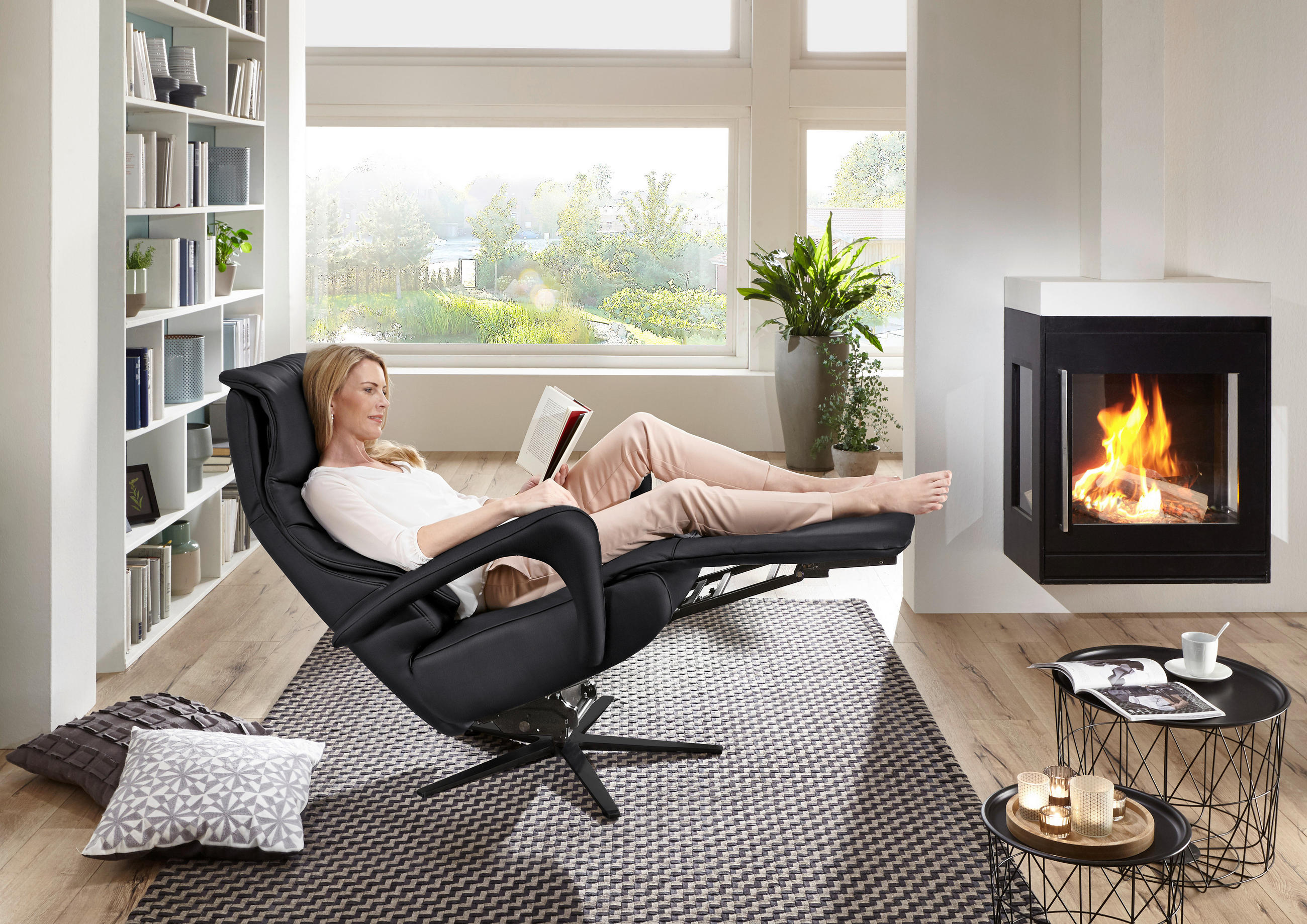 RELAXSESSEL in Leder Anthrazit  - Anthrazit/Schwarz, Design, Leder/Metall (75/106/88cm) - Dieter Knoll