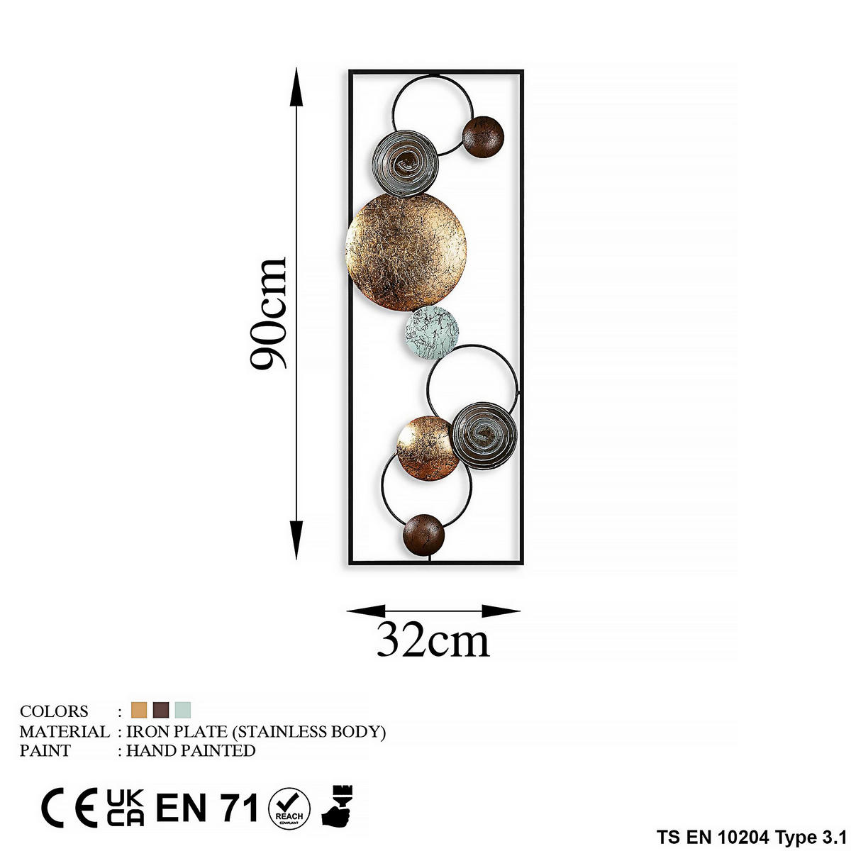 METALLBILD 32/90 cm  - Multicolor, Basics, Metall (32/90cm)