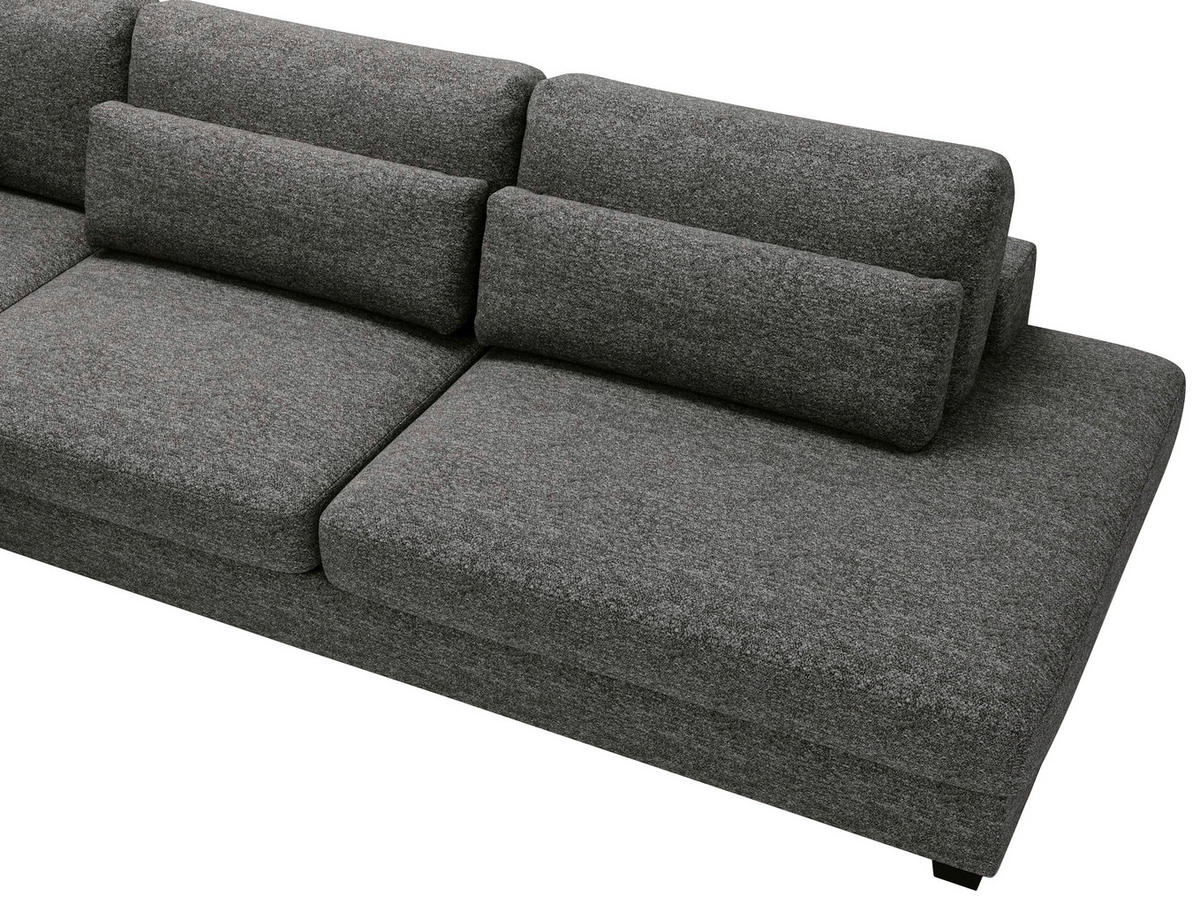 ECKSOFA Grau Plüsch, Bouclé  - Schwarz/Grau, Design, Kunststoff/Textil (244/332cm) - Livetastic