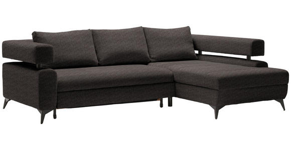 ECKSOFA in Chenille Dunkelbraun  - Dunkelbraun/Schwarz, KONVENTIONELL, Textil/Metall (265/184cm) - Hom`in