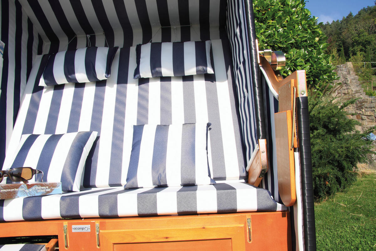 STRANDKORB 116/160/72 cm  - Blau/Weiss, Basics, Holz/Textil (116/160/72cm) - Acamp