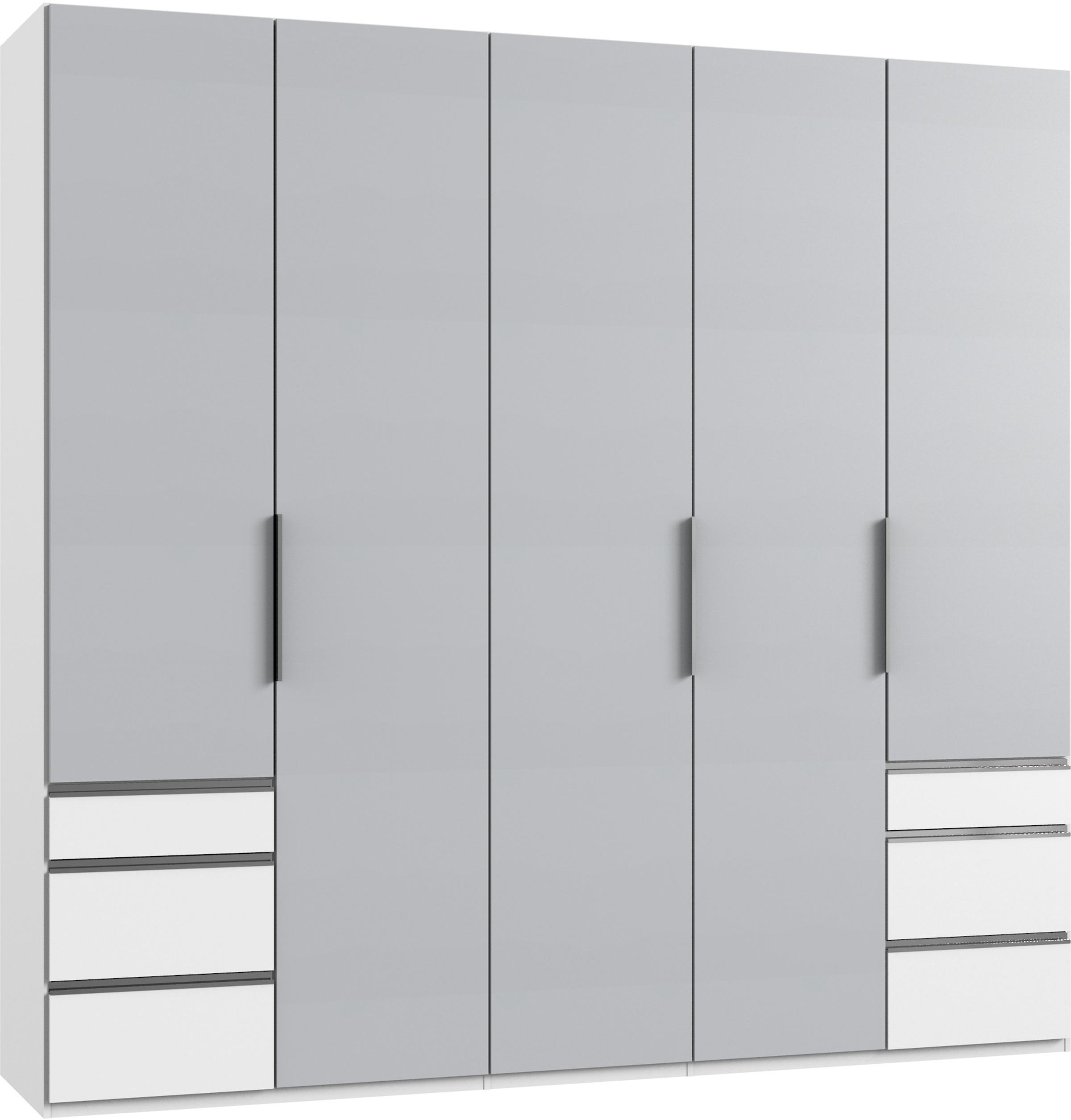 DREHTÜRENSCHRANK 5-türig Weiß, Hellgrau  - Chromfarben/Hellgrau, MODERN, Holzwerkstoff (250/236/58cm) - MID.YOU