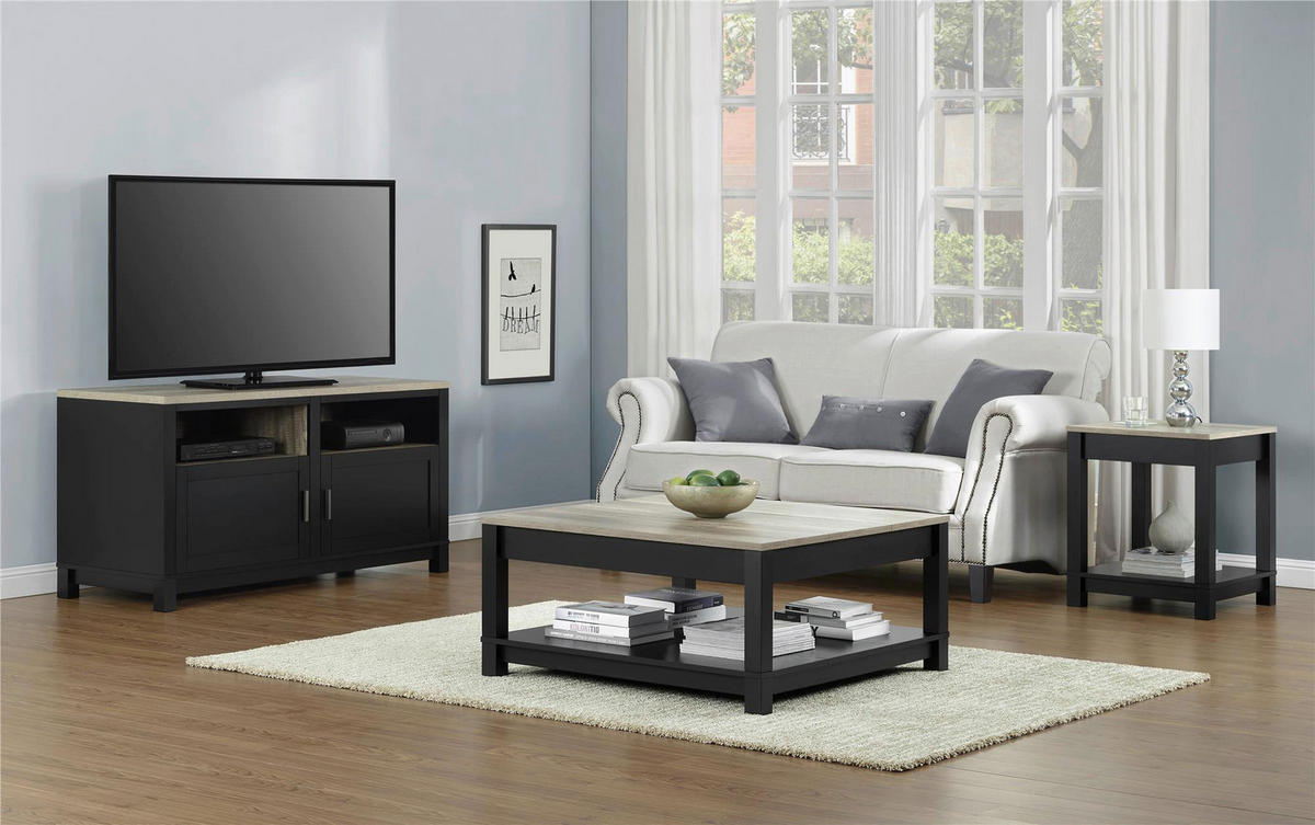 COUCHTISCH Carver 90/90/44 cm Schwarz  - Schwarz, Design, Holzwerkstoff/Metall (90/90/44cm) - MID.YOU