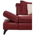 ECKSOFA in Echtleder Rot  - Rot/Alufarben, Design, Leder/Metall (316/184cm) - Cantus