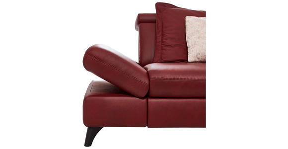 ECKSOFA in Echtleder Rot  - Rot/Alufarben, Design, Leder/Metall (316/184cm) - Cantus