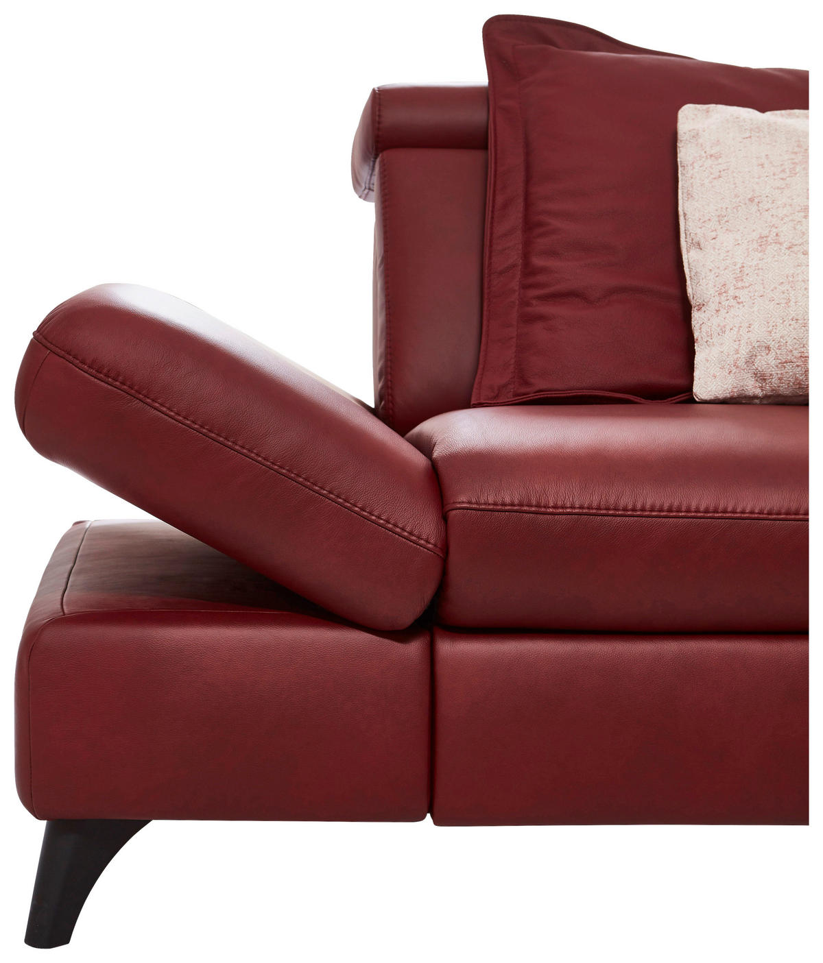 ECKSOFA in Echtleder Rot  - Rot/Alufarben, Design, Leder/Metall (184/285cm) - Cantus