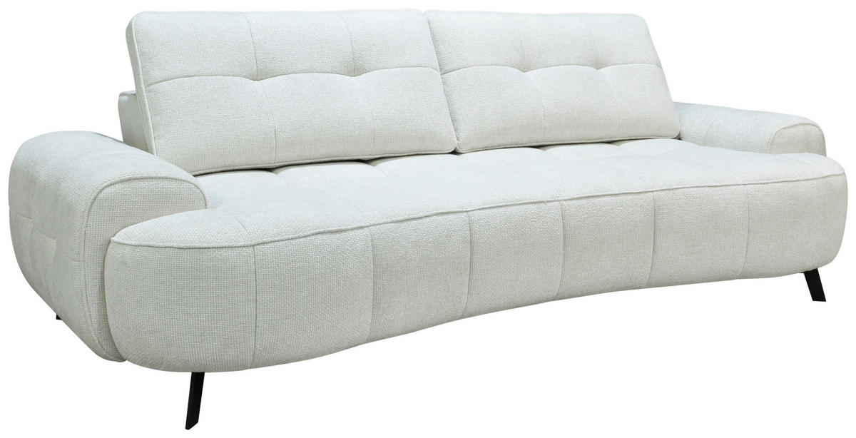 2-SITZER-SOFA Chenille Creme  - Creme/Schwarz, Design, Kunststoff/Textil (230/84/104/111/122cm) - Livetastic