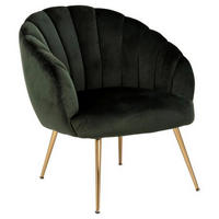 SESSEL Samt Dunkelgrün    - Dunkelgrün/Messingfarben, Design, Textil/Metall (76/81/76cm) - Ambia Home