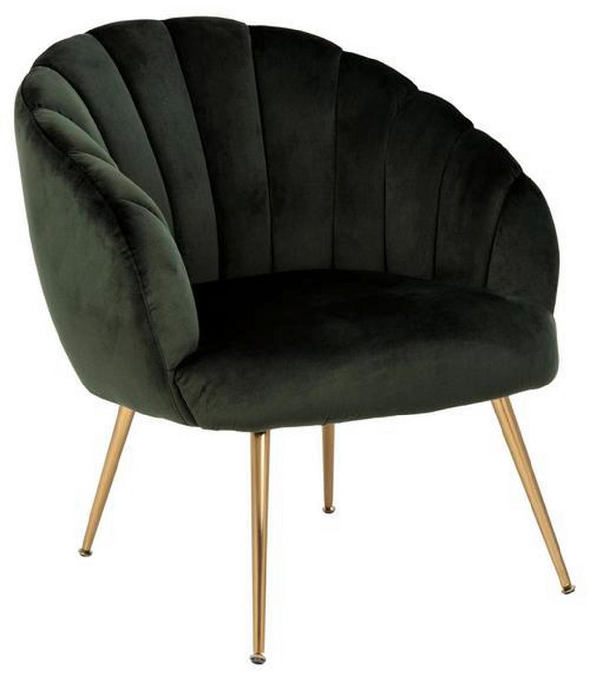 SESSEL Samt Dunkelgrün    - Dunkelgrün/Messingfarben, Design, Textil/Metall (76/81/76cm) - Ambia Home