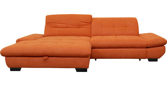 ECKSOFA in Mikrofaser Orange  198/290 cm  - Schwarz/Orange, Design, Textil/Metall (198/290cm) - Xora