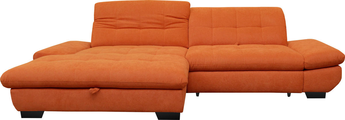 ECKSOFA in Mikrofaser Orange  198/290 cm  - Schwarz/Orange, Design, Textil/Metall (198/290cm) - Xora
