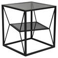 BEISTELLTISCH quadratisch Grau, Schwarz  - Schwarz/Grau, Design, Glas/Metall (40/40/45cm) - Landscape