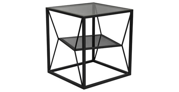 BEISTELLTISCH quadratisch Grau, Schwarz  - Schwarz/Grau, Design, Glas/Metall (40/40/45cm) - Landscape