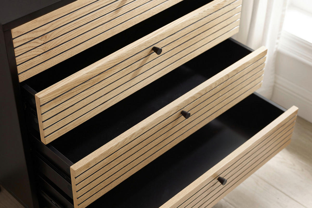 KOMMODE  in 80/85/40 cm  - Eichefarben/Schwarz, Design, Holz/Holzwerkstoff (80/85/40cm) - Livetastic