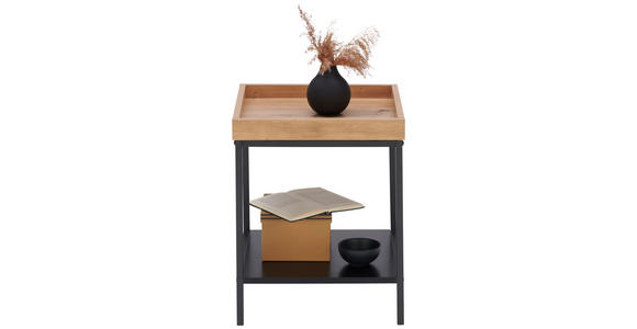 BEISTELLTISCH 40/40/50 cm Schwarz, Eichefarben quadratisch  - Eichefarben/Schwarz, Basics, Holzwerkstoff/Metall (40/40/50cm) - Xora