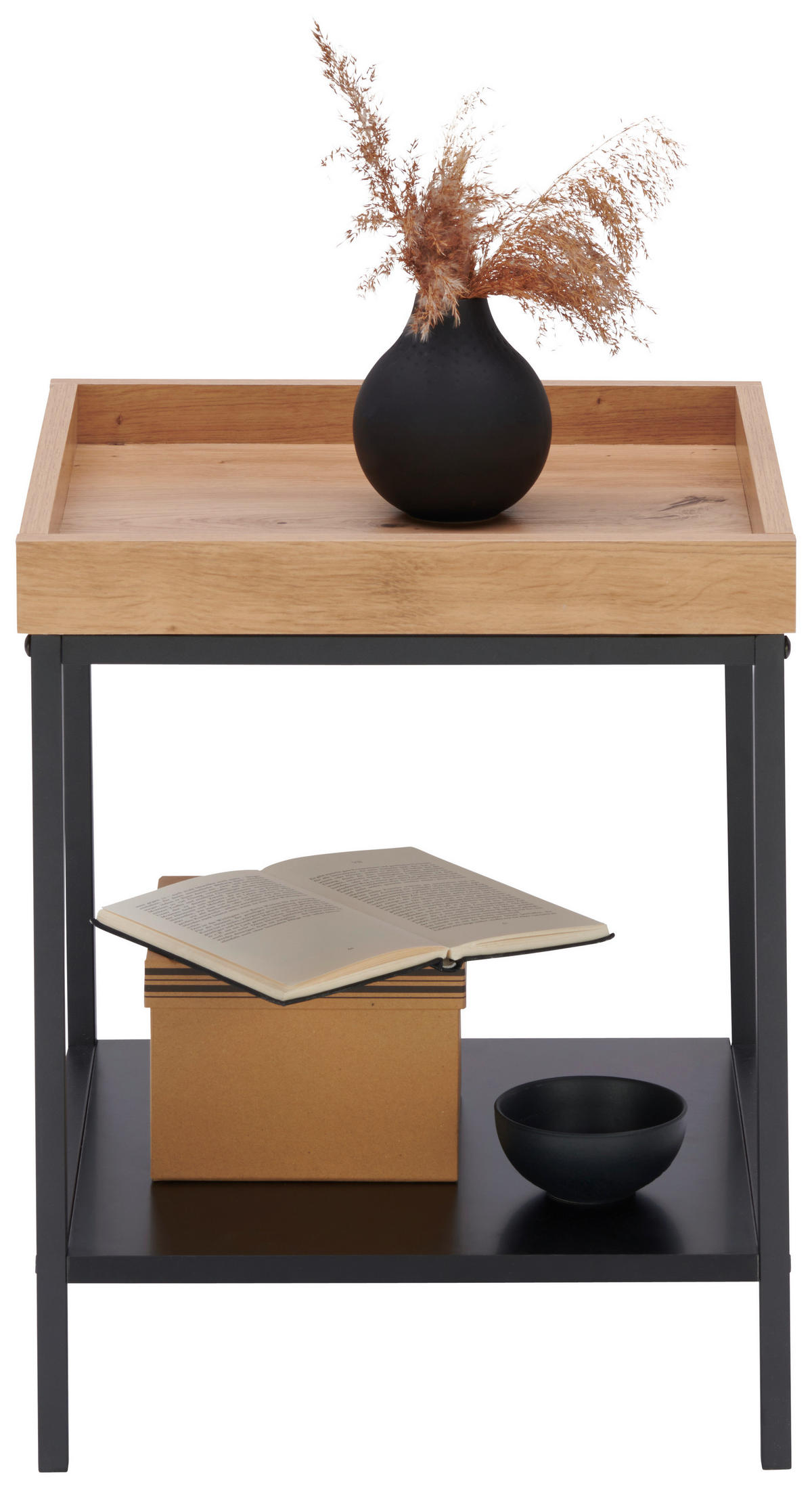 BEISTELLTISCH 40/40/50 cm Schwarz, Eichefarben quadratisch  - Eichefarben/Schwarz, Basics, Holzwerkstoff/Metall (40/40/50cm) - Xora