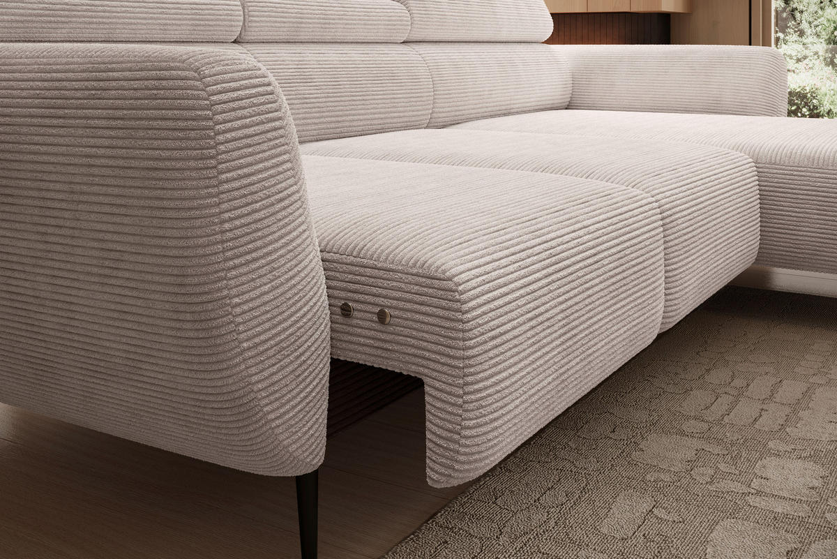 ECKSOFA in Cord Naturfarben  - Schwarz/Naturfarben, Konventionell, Textil/Metall (277/174cm) - Carryhome