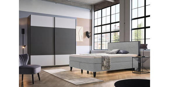 BOXSPRINGBETT 200/200 cm  in Taupe  - Taupe/Schwarz, Design, Holz/Textil (200/200cm) - Hom`in