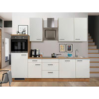 KÜCHENBLOCK 280 cm   in Eichefarben, Magnolie  - Eichefarben/Magnolie, MODERN, Holzwerkstoff/Metall (280cm) - FlexWell