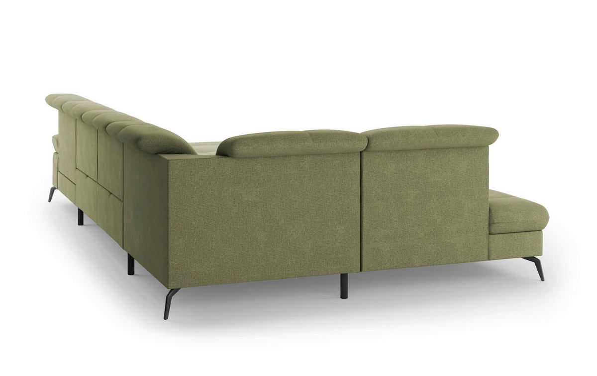 WOHNLANDSCHAFT in Flachgewebe Hellgrün  - Schwarz/Hellgrün, Konventionell, Textil/Metall (231/357/185cm) - Sit & More