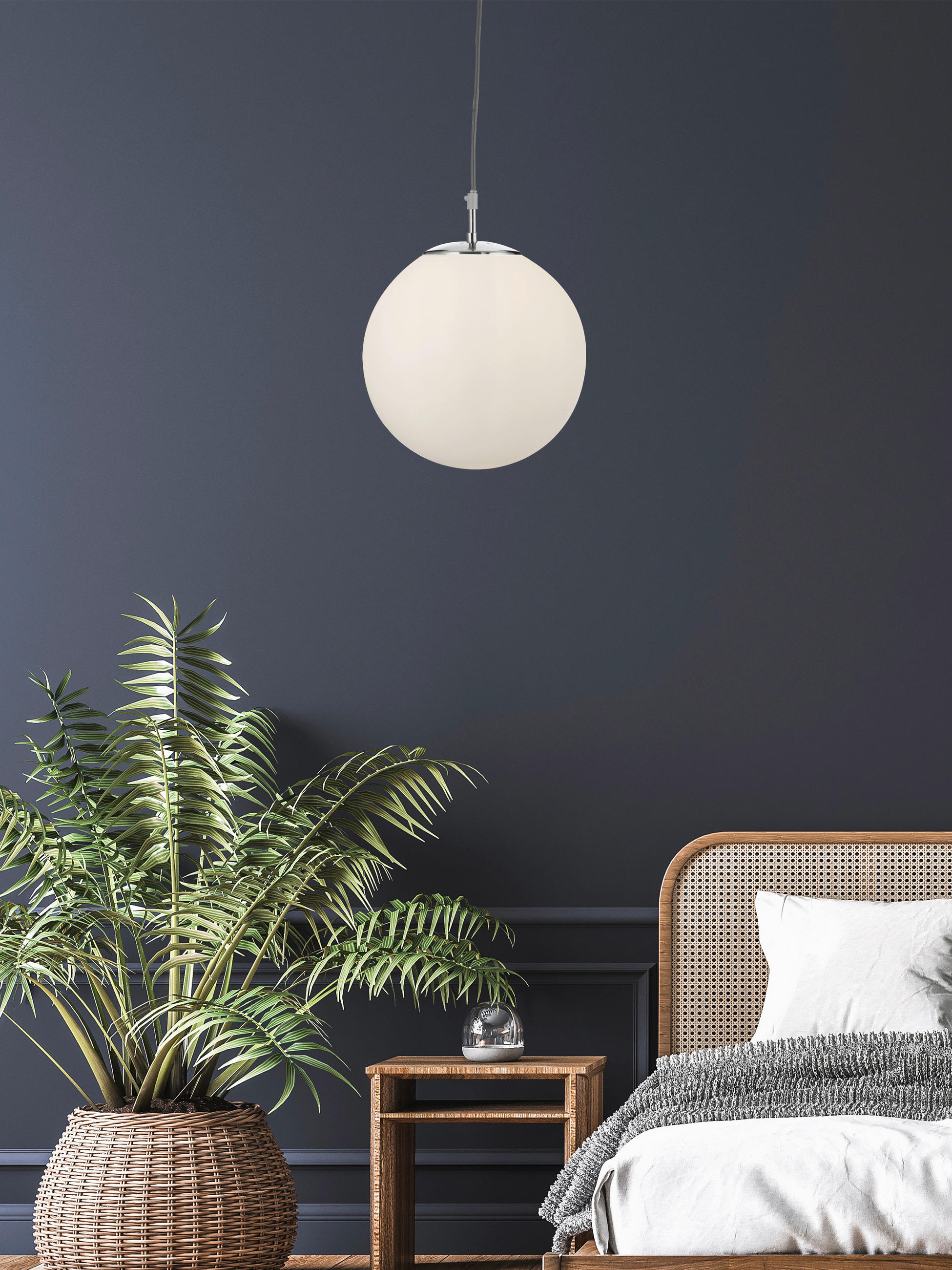 HÄNGELEUCHTE Atom 25/120 cm   - Schwarz/Weiß, KONVENTIONELL, Glas/Metall (25/120cm) - Searchlight