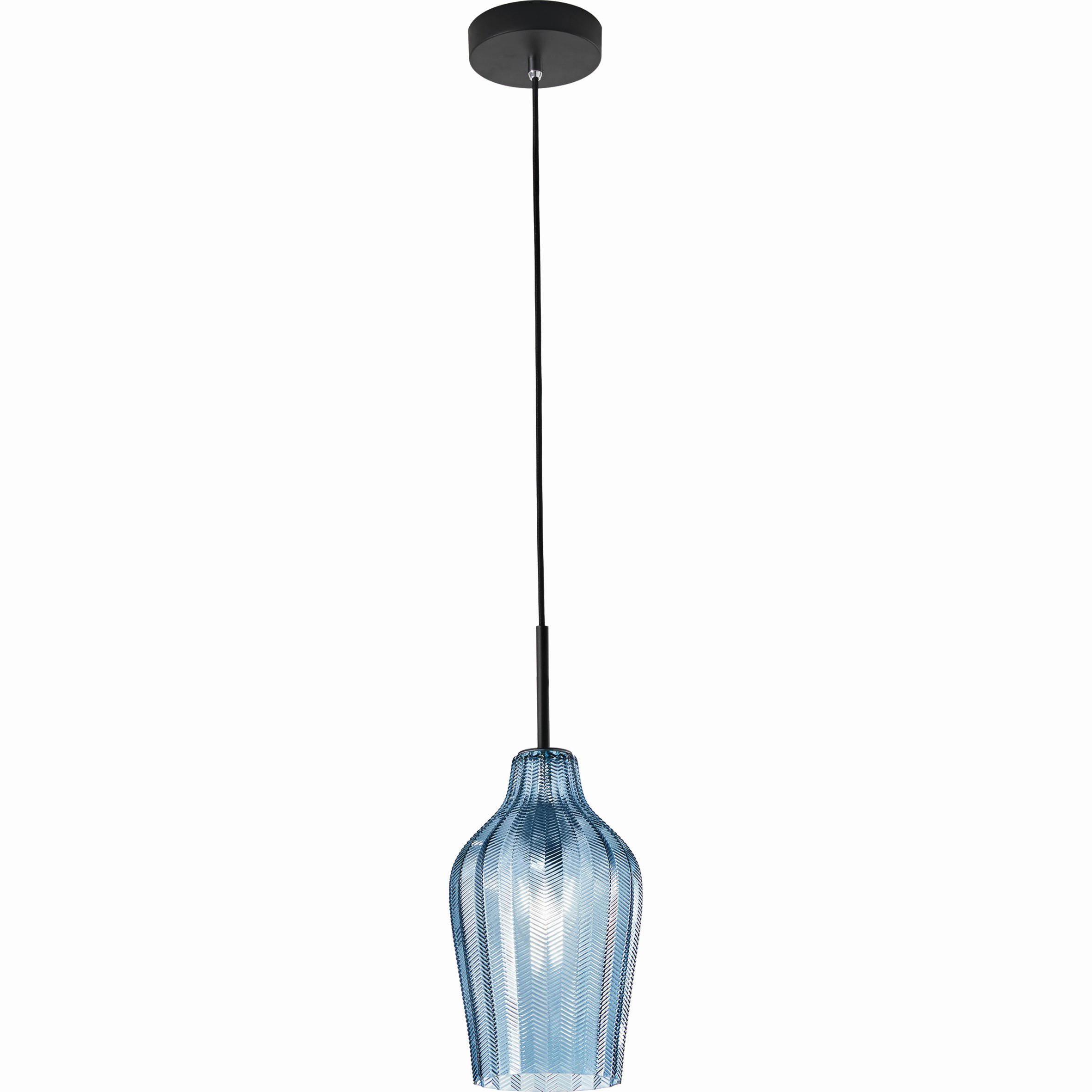 PENDELLEUCHTE Stintino 18/200 cm   - Blau/Schwarz, Design, Glas/Metall (18/200cm) - Fabas Luce