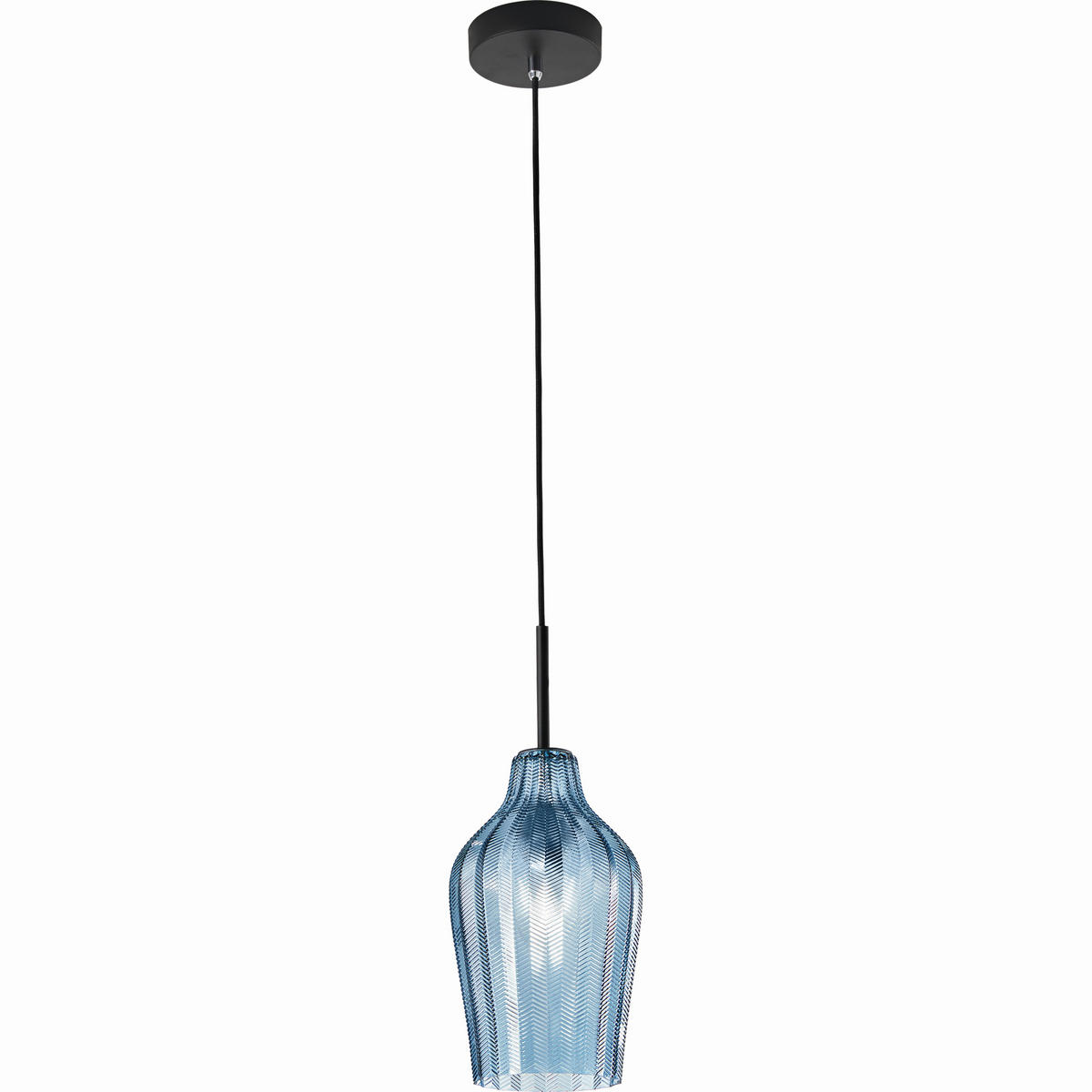 PENDELLEUCHTE Stintino 18/200 cm   - Blau/Schwarz, Design, Glas/Metall (18/200cm) - Fabas Luce