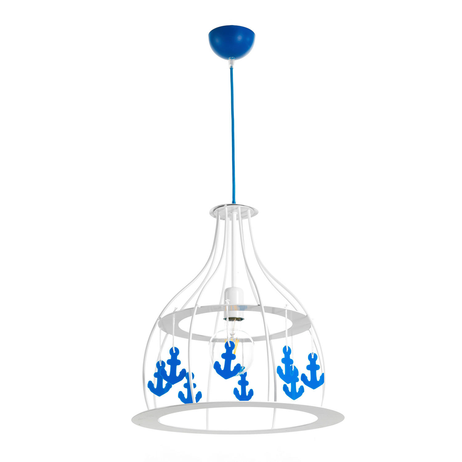 XXXLutz Hängeleuchte Blau, Weiß 106 cm