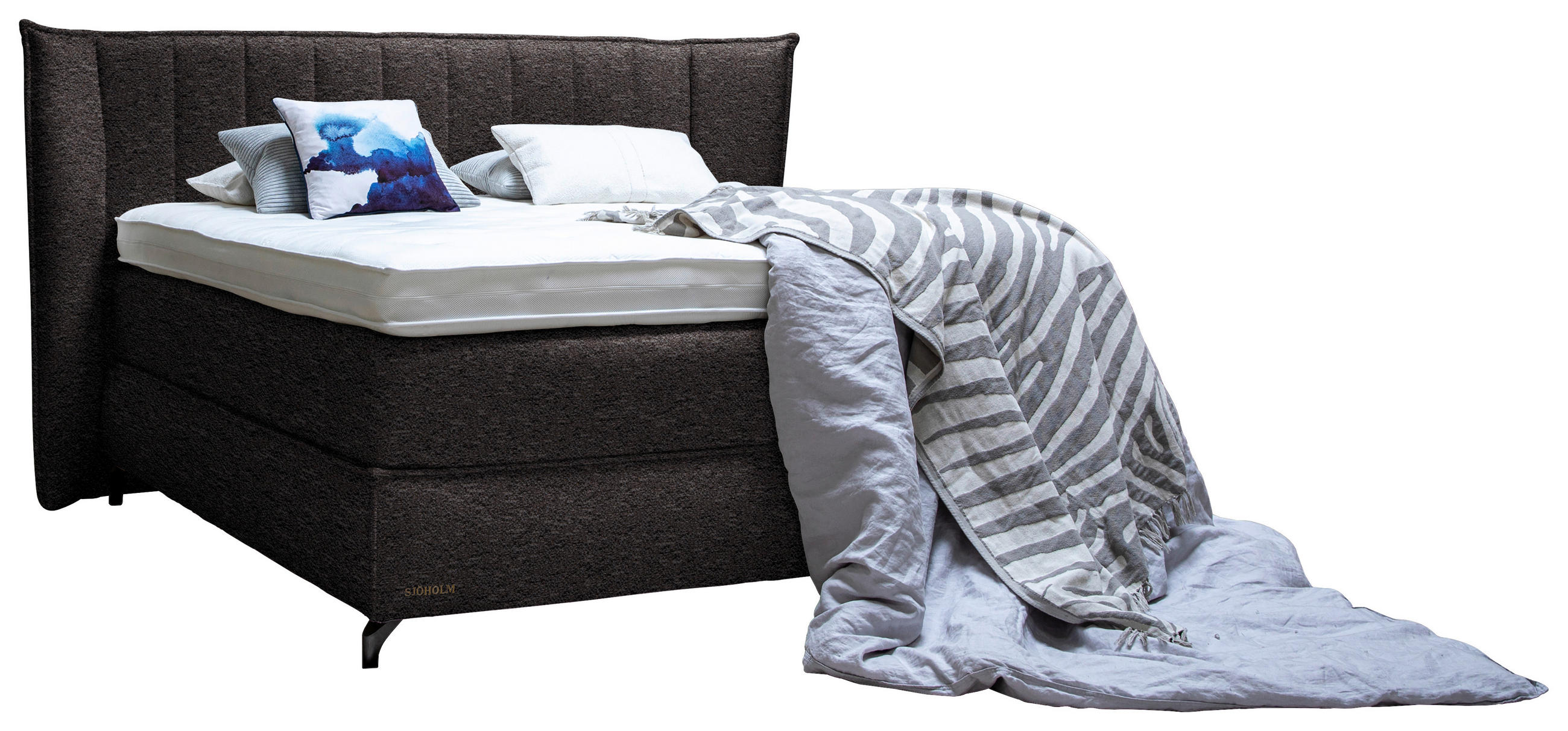 BOXSPRINGBETT 160/200 cm  in Dunkelbraun  - Dunkelbraun/Schwarz, KONVENTIONELL, Holz/Textil (160/200cm) - Sjöholm