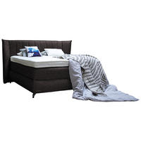 BOXSPRINGBETT 180/200 cm  in Dunkelbraun  - Dunkelbraun/Schwarz, Konventionell, Holz/Textil (180/200cm) - Sjöholm