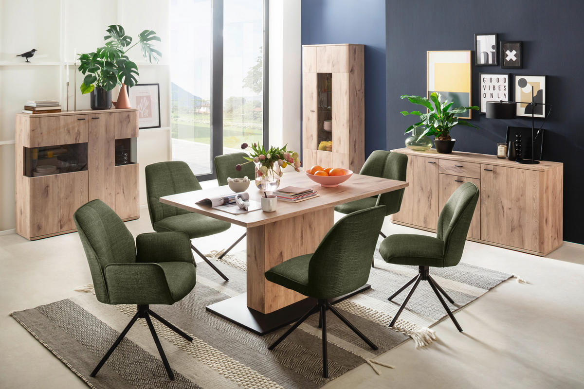 SIDEBOARD 149/78/44 cm  in Eichefarben  - Eichefarben/Anthrazit, Design, Holzwerkstoff/Metall (149/78/44cm) - MID.YOU