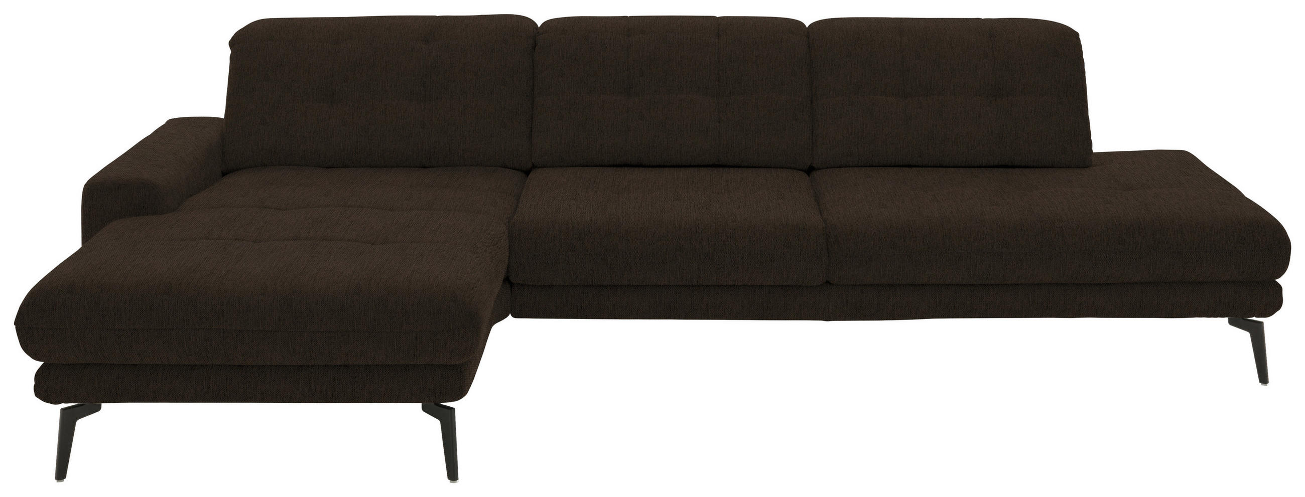 ECKSOFA in Flachgewebe Dunkelbraun  - Dunkelbraun/Schwarz, Design, Textil/Metall (190/309cm) - Beldomo Style