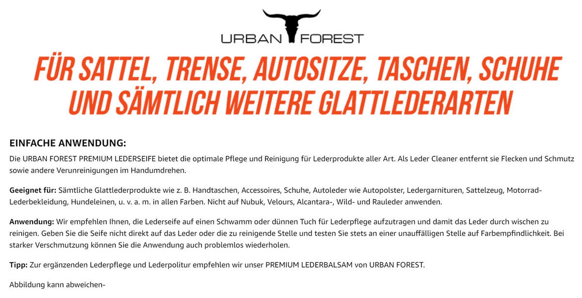 LEDERSEIFE - LEDERREINIGER - Basics, Kunststoff (500ml) - Urban Forest