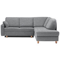 ECKSOFA  in Mikrovelours Grau  227/208 cm  - Eichefarben/Rot, KONVENTIONELL, Holz/Textil (227/208cm) - Sedda
