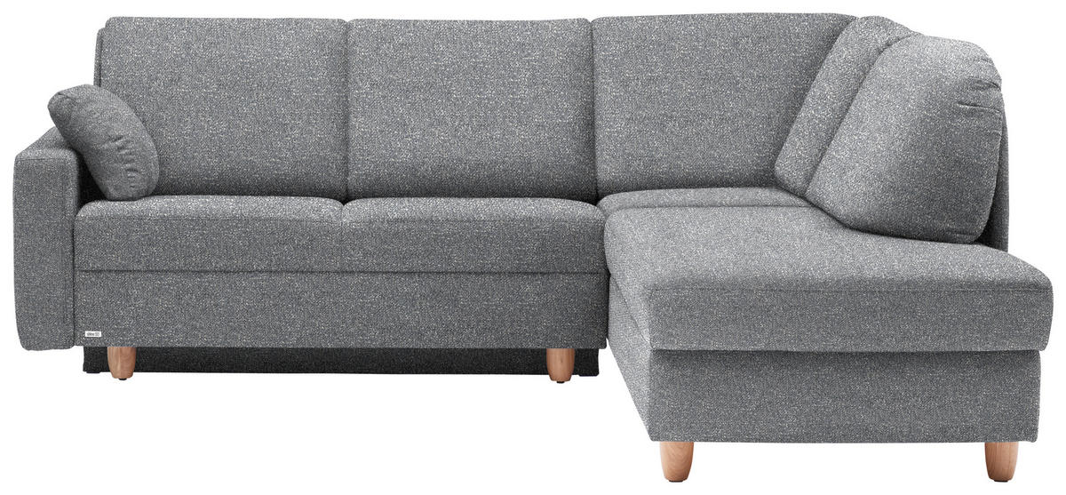 ECKSOFA  in Mikrovelours Grau  227/208 cm  - Eichefarben/Rot, KONVENTIONELL, Holz/Textil (227/208cm) - Sedda