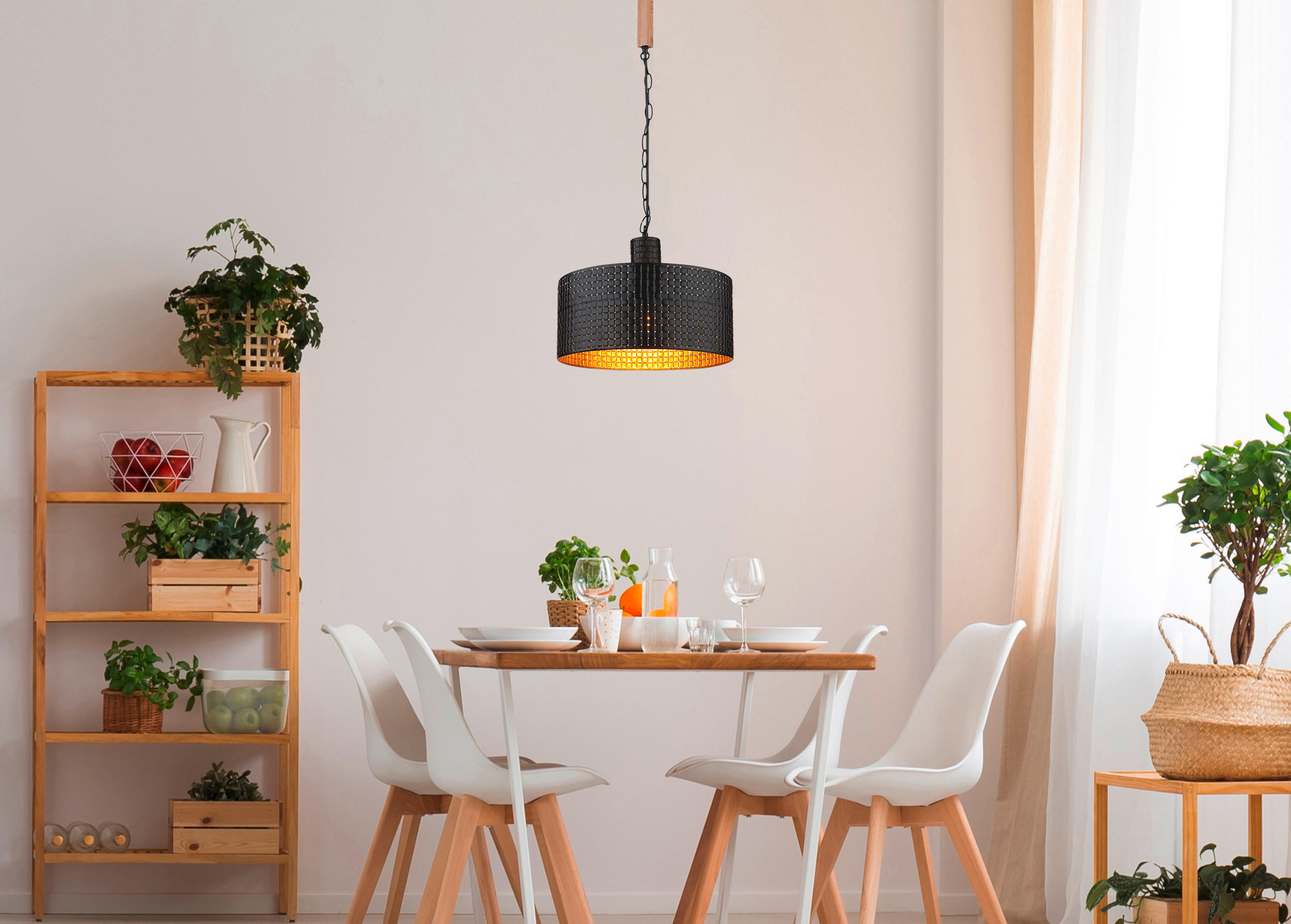 HÄNGELEUCHTE 140/25/120 cm - Dunkelbraun/Goldfarben, Design, Holzwerkstoff/Kunststoff (140/25/120cm) - Globo