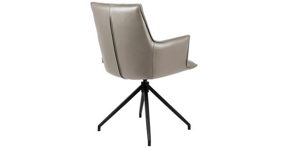 ARMLEHNSTUHL in Eisen Echtleder pigmentiert - Taupe/Schwarz, Design, Leder/Metall (60/89,5/63cm) - Novel
