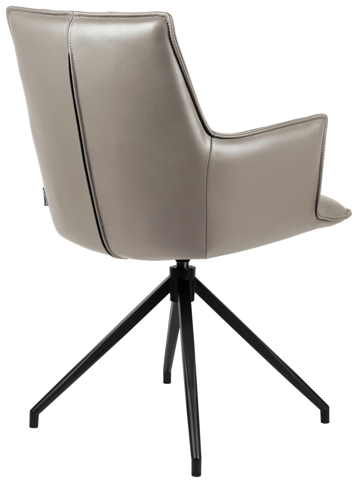 ARMLEHNSTUHL  in Eisen Echtleder pigmentiert  - Taupe/Schwarz, Design, Leder/Metall (60/89,5/63cm) - Novel