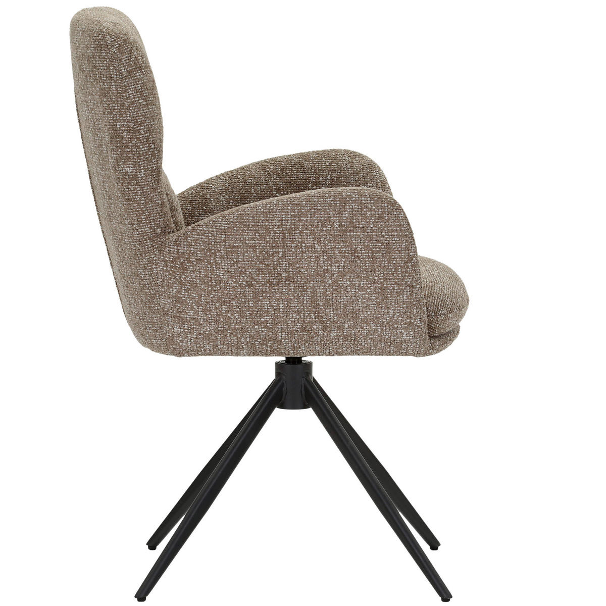 ARMLEHNSTUHL  Wippfunktion, Sitzfläche 360° drehbar, automatische Rückholfunktion Webstoff  Schwarz, Hellbraun  - Hellbraun/Schwarz, MODERN, Textil/Metall (63/91/65cm) - Hom`in