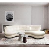 ECKSOFA Rundform  Weiß Bouclé  - Schwarz/Weiß, Design, Kunststoff/Textil (300/113cm) - Livetastic