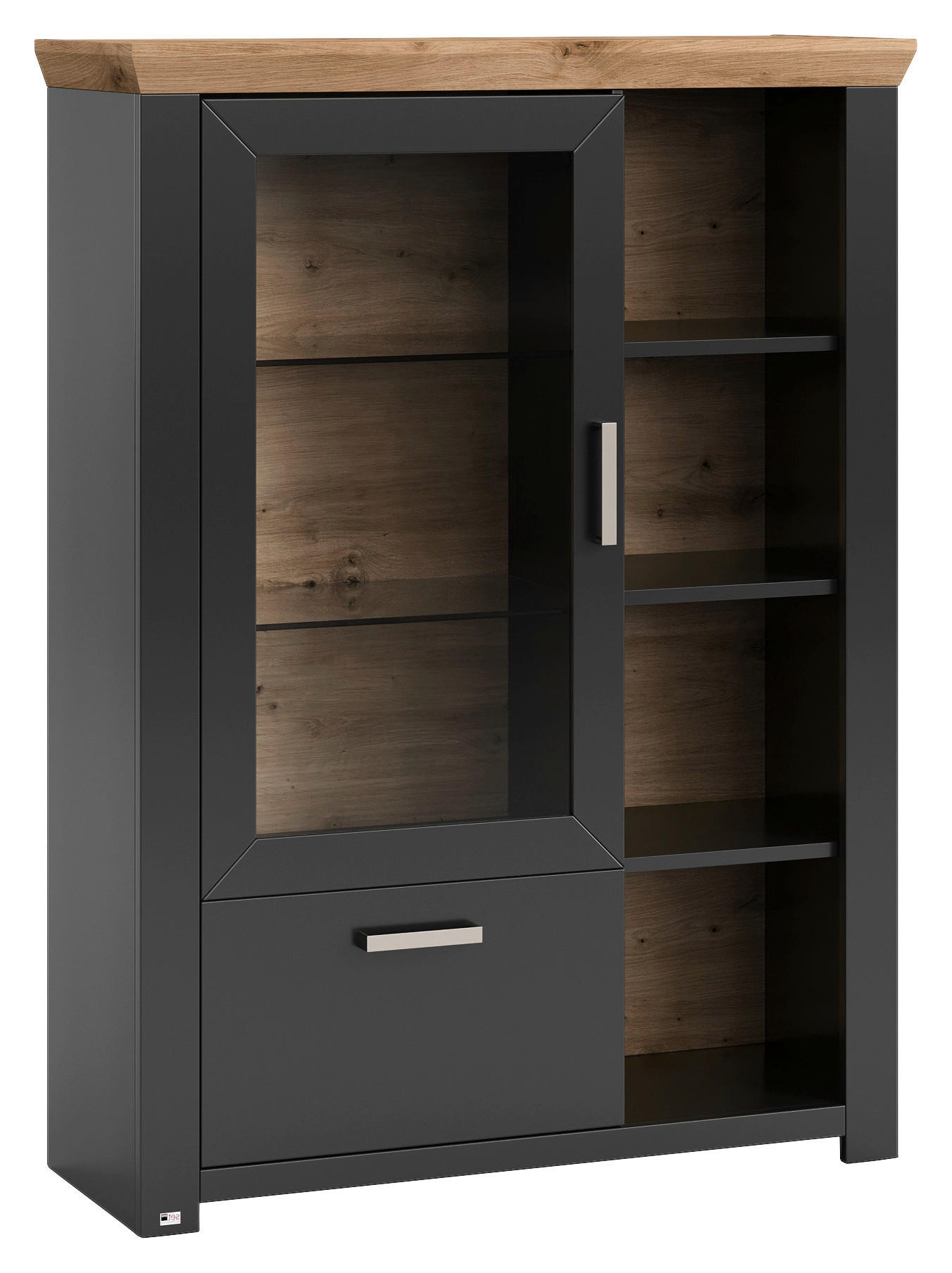 HIGHBOARD  in 104,5/142,6/42,2 cm  - Graphitfarben/Eiche Artisan, Design, Glas/Holzwerkstoff (104,5/142,6/42,2cm) - SetOne by Musterring