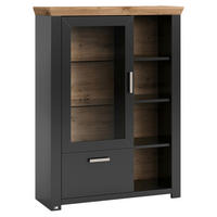 HIGHBOARD  104,5/142,6/42,2 cm 1 Schublade(n)  - Graphitfarben/Eiche Artisan, Design, Glas/Holzwerkstoff (104,5/142,6/42,2cm) - SetOne by Musterring