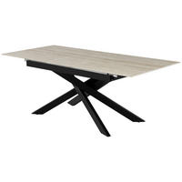 ESSTISCH 200/90/76 cm  Metall, Stein ausziehbar rechteckig Schwarz, Beige  - Beige/Schwarz, MODERN, Stein/Metall (200/90/76cm) - MID.YOU
